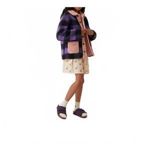 NEW THE SUNDAY COLLECTIVE cozy shearling jacket in purple/black/pink